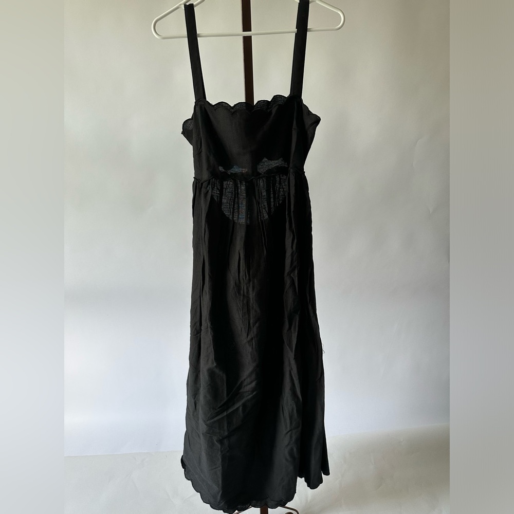 ASOS Black Scalloped Midi-Length Summer Dress (US Size 4)
